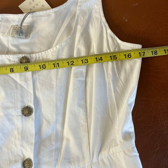 A New Day White A Line Sundress NEW Button Front Pockets Size 6 Knee Length - Picture 9 of 11